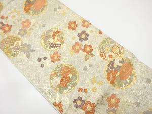 雪輪に花模様織り出し袋帯